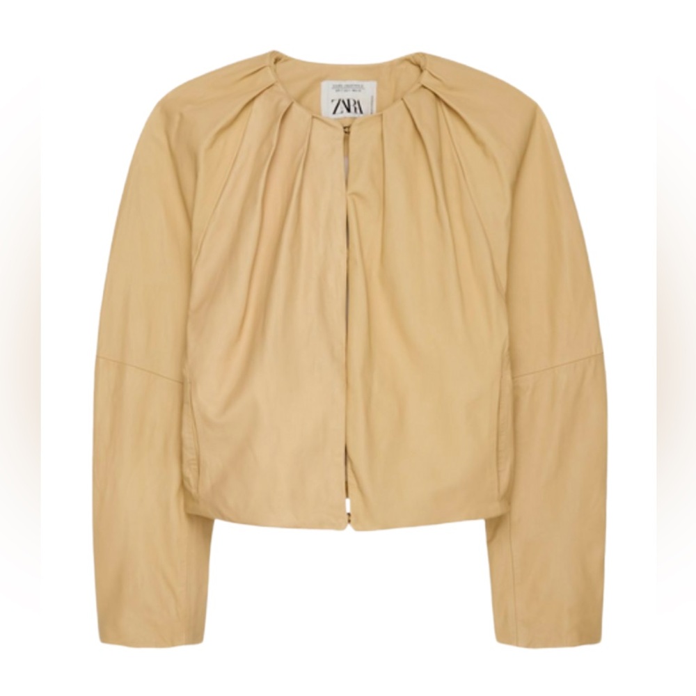 Zara Beige Leather Jacket